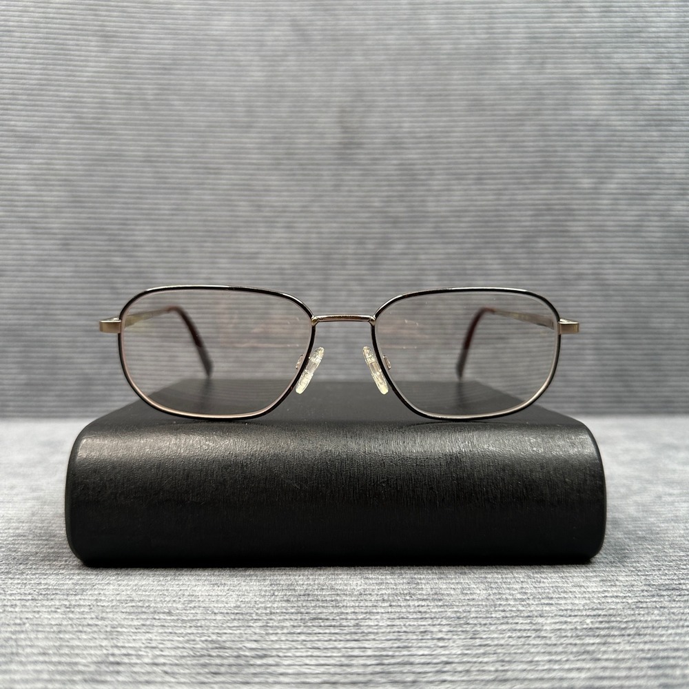Stetson 230 Zyloware Gold Metal Rectangular Eyeglasses Frames 55-17-145 Y2k
